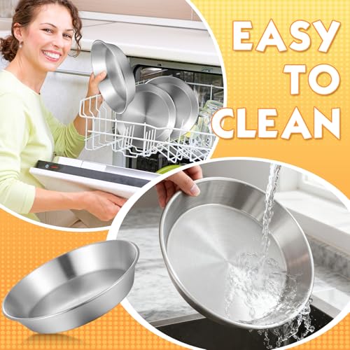 3 Pcs Deep Stainless Steel Pie Pan Set - Thickened Metal Baking Pans for Oven, Rust Proof Pie Plates for Kitchen(9.5 Inches,Standard Version) - size: 9.5 Inches, style: Standard Version