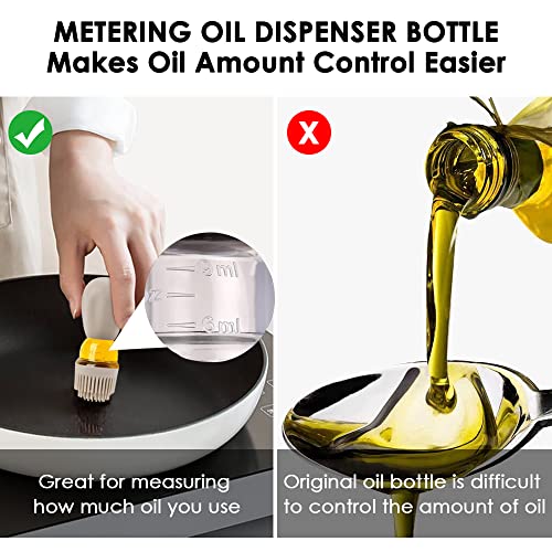 Oil Dispenser Bottle with Brush - 2 IN 1 Glass Olive Oil Storage and Container with Silicone Basting Brush for Kitchen BBQ Grilling Baking and Cooking, T-OB22, Grey - color: Gray1