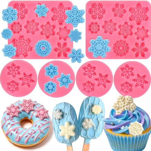 6 Pcs Snowflake Silicone Mold, 3D Christmas Snowflake Fondant Molds - color: Snowflake