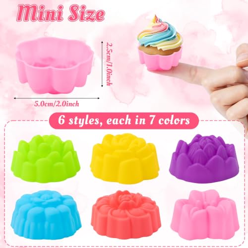 R HORSE Mini Silicone Cupcake Molds, Muti-color Flower-shaped Baking Cups - color: Five-petaled