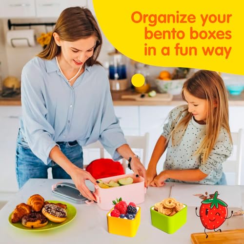 IELEK Silicone Lunch Box Dividers for Kids Bento Box Containers Accessories(Purple/Red/Blue) - color: Square(Blue+Yellow+Red)