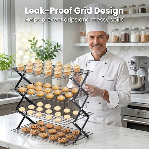 4-Tier Cooling Racks for Baking & Cooking,Collapsible,10" x 16.7"