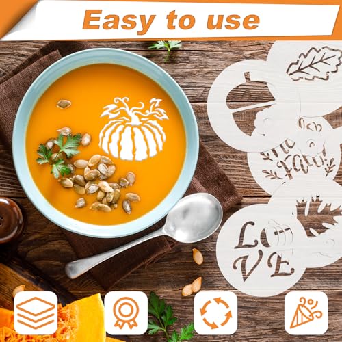 56 Pcs Thanksgiving Cookie Stencils for Royal Icing Cookie Decorating Kit - Small Fall Coffee Latte Art & Cupcake Cocktail Drink Food Baking Stencils - style: Thanksgiving