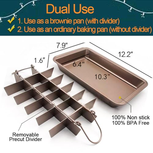 Brownie Pan with Dividers, All Edges, Nonstick, 18 Brownies