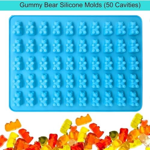 2 Piece Gummy Bear Silicone Molds, Non-Stick Chocolate Candy Mold with 2 Droppers Food Grade (Purple+Blue+Pink+Green) - color: Purple+Blue+Pink+Green
