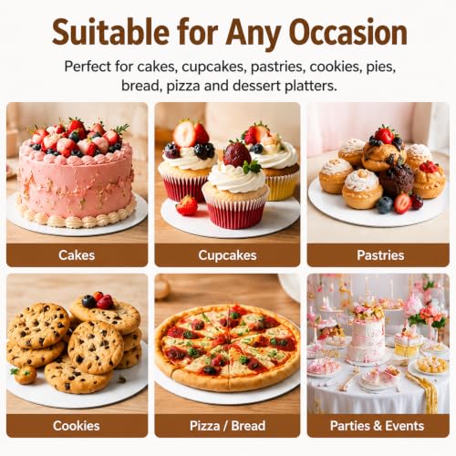 Cyrico Cake Boards 10 Inch Round, 46 Pack Food-Graded Cardboard Cake Rounds