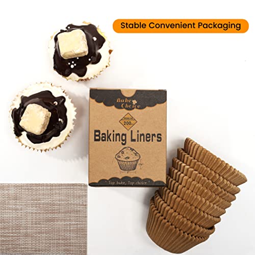 Bake Choice 200pcs Standard Cupcake Liners for Baking, Brown Muffin Liners - color: Brown