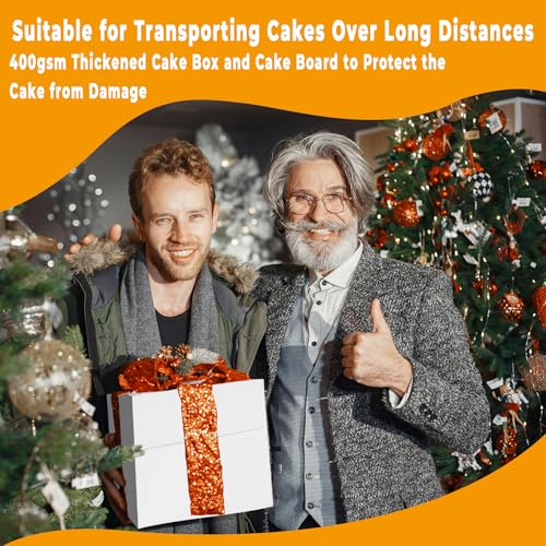 10x10x10 Inches Cake Boxes with Cake Boards, 3 Pack Premium Tall Cheesecake Boxes with Display Window for Christmas, Birthday, Wedding - size: 10 x 10 x 10 Inches-3 Pack