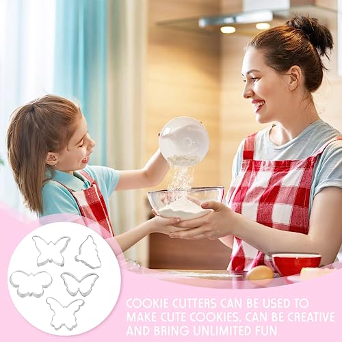 5Pcs Butterfly Cookie Cutter Set, Food Grade Stainless Steel Shapes - color: Butterfly