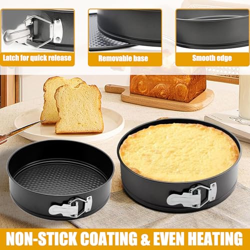 Springform Cake Pan Set of 3 (4, 7, 9 Inch) Round Leakproof Nonstick Cheesecake Pans with Removable Bottom Carbon Steel Bakeware - style: Round