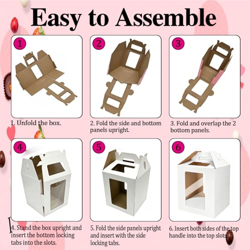 Cake Boxes - 2 Pack Tall Cake Box 12x12x14 Inch, Windows - color: 12X12X14-White