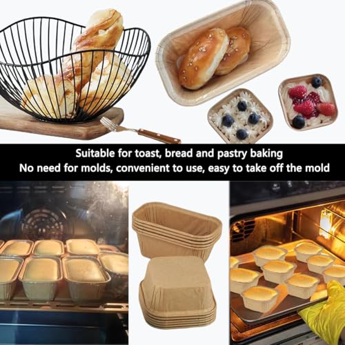 100 Pcs Mixed Paper Loaf Pans, Square and Rectangular Baking Cups - color: A+B