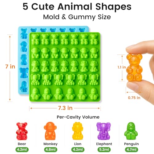 Large Silicone Gummy Bear Molds, Animal Candy Molds, 4-Pack
