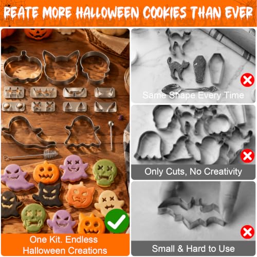 AIERSA 13Pcs Large Halloween Cookie Cutters Set, Stainless Steel - color: 13Pc