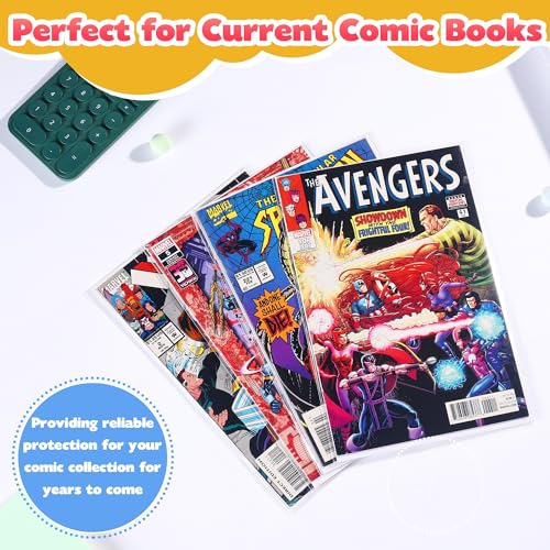 Miraclekoo100Pcs 6.97 x 10.6 Inch Self Sealing Cellophane Bags Clear Plastic Sleeves for Current Comic Book Collection Storage Protection - size: 6.97 x 10.6 inches