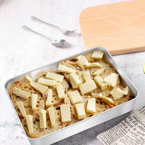 Herogo 10.5" x 8" x 2" Deep Baking Pan Set of 2, Stainless Steel - color: Silver, size: 10.5" x 8" x 2"