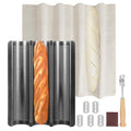Baguette Bread Pan Kit, Perforated Nonstick 3 Loaf Bread Pan, Black - color: Black