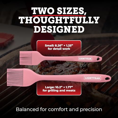 Lightyear Silicone Basting Brush for Cooking – Pastry Brush Set - color: Pink