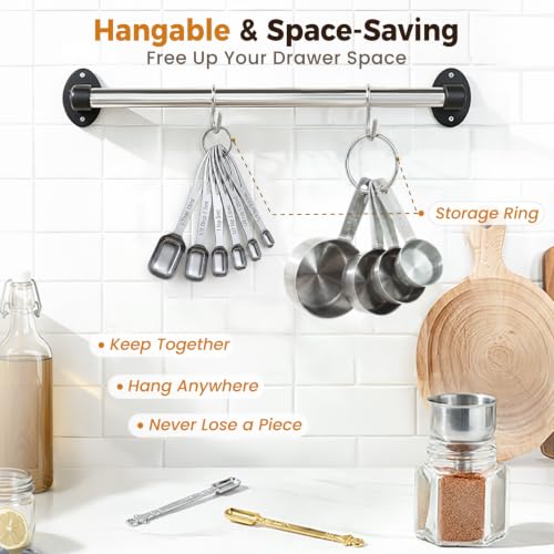 13pcs Stainless Steel Measuring Cups and Spoons Set for Spice Jars - size: 13PCS