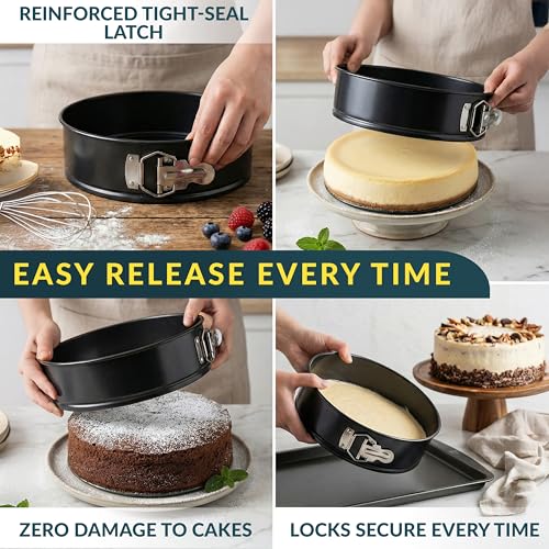 Cheesecake Pan 9" Carbon Steel With Removable Bottom – Leakproof Design - size: 9 Inch