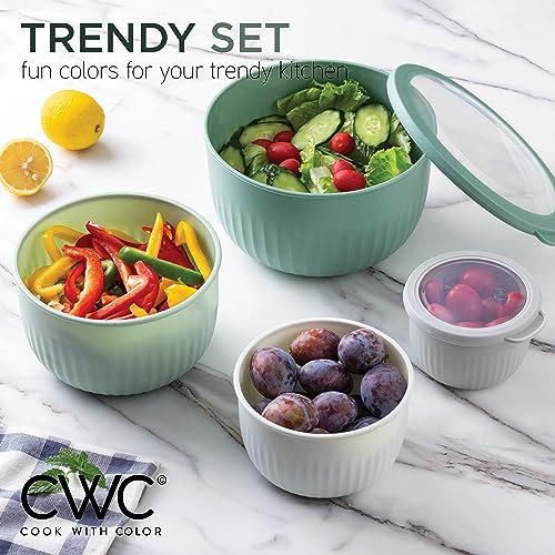 COOK WITH COLOR Prep Bowls with Lids- Wide and Deep Nesting Plastic Small Mixing Bowl Set with Lids, 12 Piece Set - Deep Bowls, Sage - color: Sage, size: 12 Piece Set - Deep Bowls