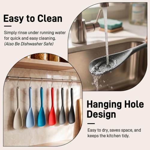 3 PACK Silicone Cooking Spatula & Spoon for Nonstick Cookware, BPA-Free - color: 3 Pack Grey
