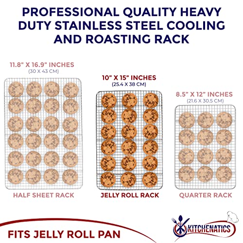 KITCHENATICS Jelly Roll Cooling Rack Stainless Steel Oven Safe Set of 2 - size: 10" x 15" Jelly Roll - 2 PCS