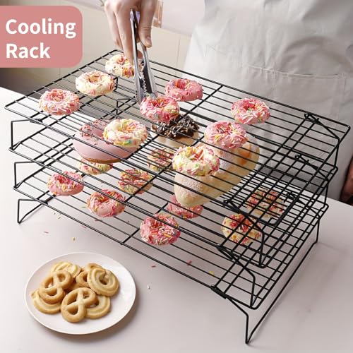 Cooling Racks for Baking, Baking Racks with Collapsible Legs Nonstick Stackable Cookie Cooling Folding Roasting Wire for Cooking Roasting Drying Grilling