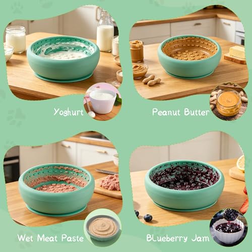 Dog Lick Bowl,Zorazio Anxiety Relief Dog Freeze Bowl,Non-Slip Slow Feeder Lick Bowl with Strong Suction Enrichment Puzzle Feeder for Distraction,BPA-Free Silicone,Dishwasher Safe - color: Dog Lick Bowl