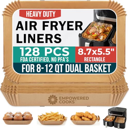 Air Fryer Liners Disposable Large 8.7” Rectangle for 8-12 QT Basket 128 Pcs - size: 9 inch - Rectangle