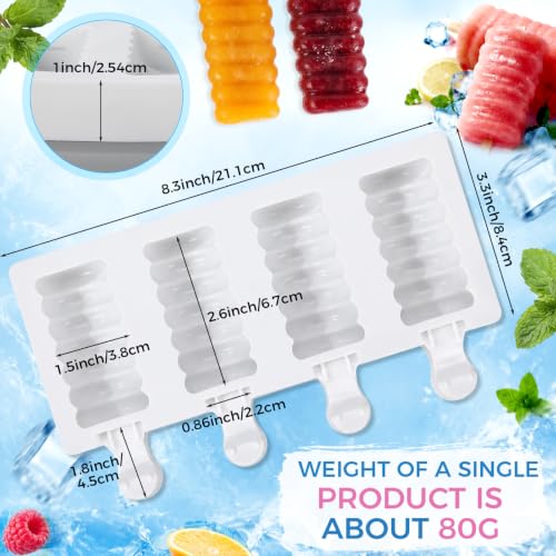 4 Pieces Ice Cream Mould lolly Mold Silicone Ice Cream Mold 4-Cavity Cake Pop Molds Baking Molds with 200 Pieces Sticks for Homemade Treats(Candied Hawthorn Styles) - style: Candied Hawthorn Styles