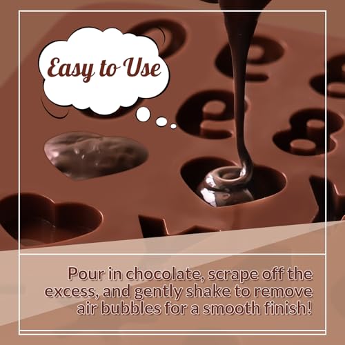 HKNMTT Letter Molds Silicone for Chocolate 2PCS, Small Mini Size for Alphabet Decorating Birthday Cake Strawberries Lollipop Fondant, Heart Shaped Gift Choice, Non-stick BPA Free Moulds - style: Letter Number 2PCS