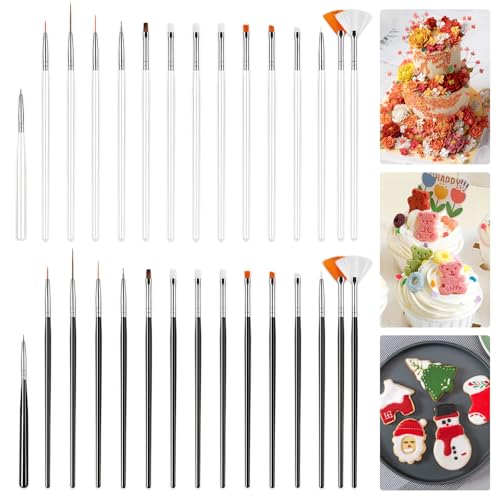 30PCS Food Safe Paint Brushes - Professional Cake Decorating Tools Kit for Cookies, Cupcakes & Fondant Cookie Decorating Supplies