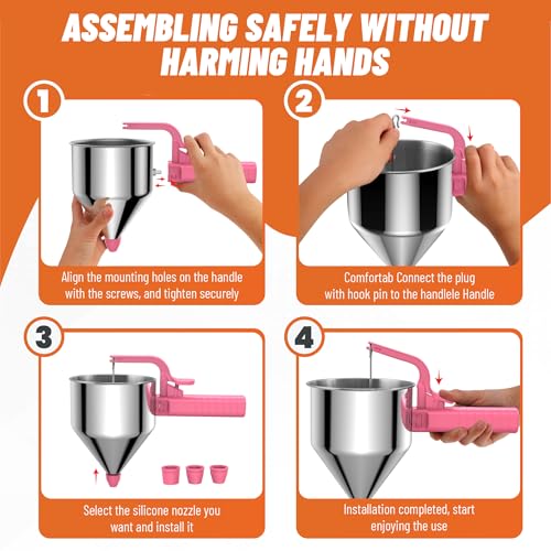 40oz Pancake Batter Dispenser, Stainless Steel Cake Dispenser with Stand, Great for Pancakes, Cupcake, Waffle or Any Baked Goods, Durable, Leak-Free, Paradise Pink - color: Paradise Pink