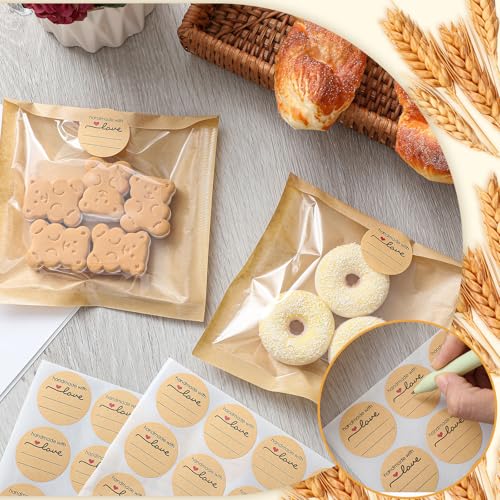 Outus 100 Pcs Cookie Packaging Bags with Seal, 5.7 x 6.5 Inch, Brown - color: Brown, size: 5.7 x 6.5 Inch