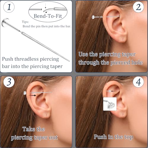 Piercing Taper Ball Grabber Tool Stainless Steel Nose Ear Piercing Kits - style: 20G Piercing Taper
