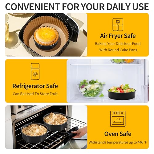 P&P CHEF 6 Inch Cake Pan Set, Round Baking Cake Pans, Black & 2 Pcs - color: Black, size: 6 Inch