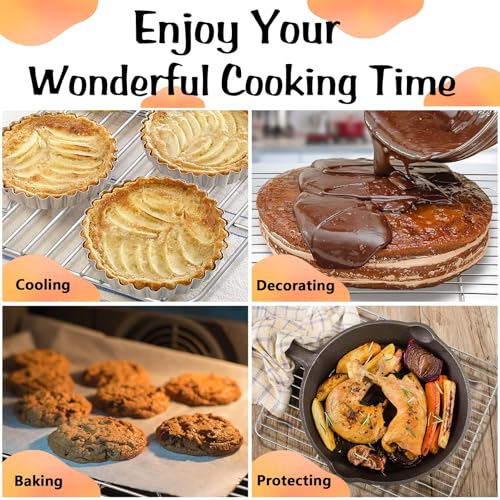 P&P CHEF 4 Pcs Baking Wire Rack for Cooling, 8.6 + 9.7+ 11.6 + 15.3 Inch - size: 8.6 + 9.7+ 11.6 + 15.3 Inch