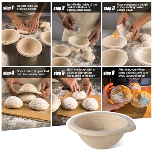 12-Pack Mini Banneton 5" Round Proofing Basket w/Liner