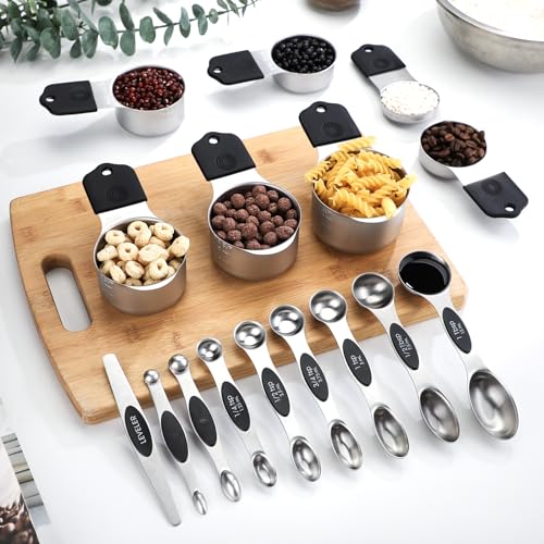 Magnetic Measuring Cup & Spoon Set Stainless Steel 7 Magnetic Measuring Cup - color: Black