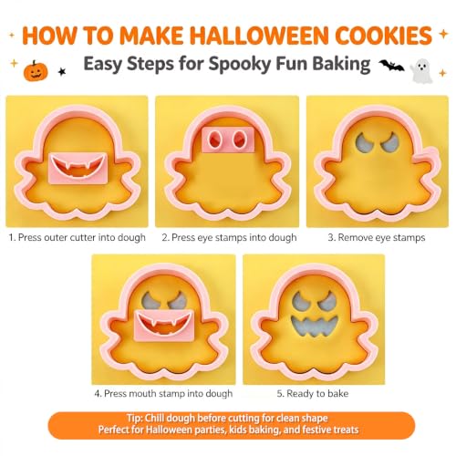 Halloween Cookie Cutters, 10Pcs Mini Ghost Cookie Stamps Set - color: Halloween Ghost