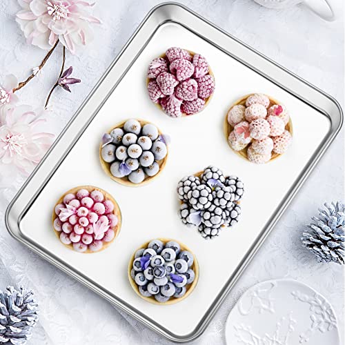Baking Sheet with Silicone Mat Set of 4 [2 Sheets + 2 Mats], Deedro Stainless Steel Cookie Sheet Baking Pan with Silicone Baking Mat, 12 x 10 x 1 Inch, Non Toxic, Heavy Duty, Easy Clean - size: 12 inch