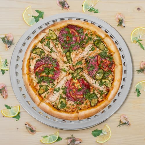 Amosfun 8 inch Round Perforated Stainless Steel Pizza Pan for Oven - size: 20X20X0.5CM