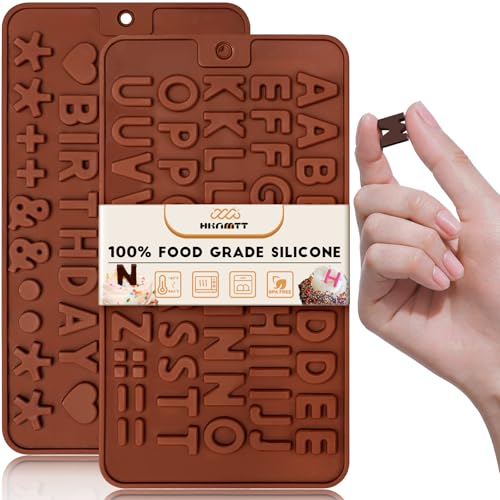 HKNMTT Letter Molds Silicone for Chocolate 2PCS, Small Mini Size for Alphabet Decorating Birthday Cake Strawberries Lollipop Fondant, Heart Shaped Gift Choice, Non-stick BPA Free Moulds - style: Letter Number 2PCS