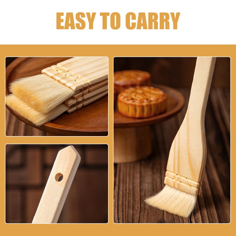 Ciieeo 4 pack Nonshedding Wool Basting Brush Beige Wood