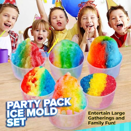 6 Pack Hawaiian Shaved Ice Mold Party Set with Lids, Up Your Game For Much More Snow Cone Treats, BPA-Free Cups Two Bonus Lids, Easy Stackable Freezing, Compatible with S900A, S777 & Others - size: 6 Set
