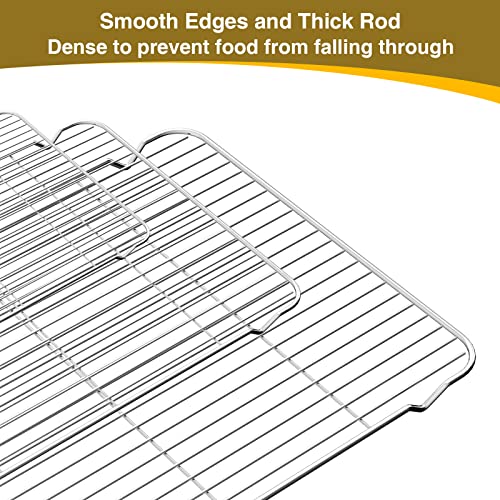 Wildone Baking Sheet with Rack Set (3 Pans + 3 Racks), Stainless Steel Baking Pan Cookie Sheet with Cooling Rack, Non Toxic & Heavy Duty & Easy Clean - size: 16 /12 /9 inch
