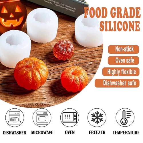 (3 Pack) Pumpkin Candle Molds,Thanksgiving Silicone Mold Fall Pumpkin Silicone Mold for Candles, Soap, Jelly, Chocolate and Home Crafts Decoration