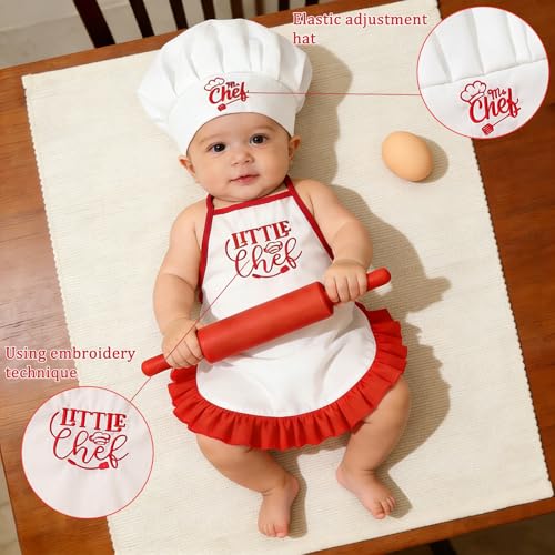 4 Pack Newborn Chef Outfit Photography Props 0-6 Months - color: Red