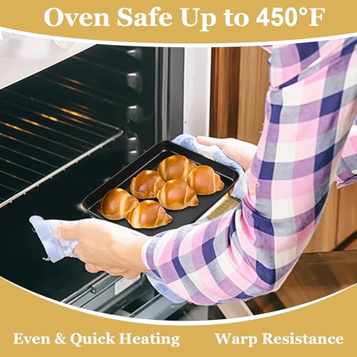 E-far Mini Toaster Oven Pan, 9x7x1" Small Baking Sheet Tray Pan, Nonstick - size: 9x7x1 Inches